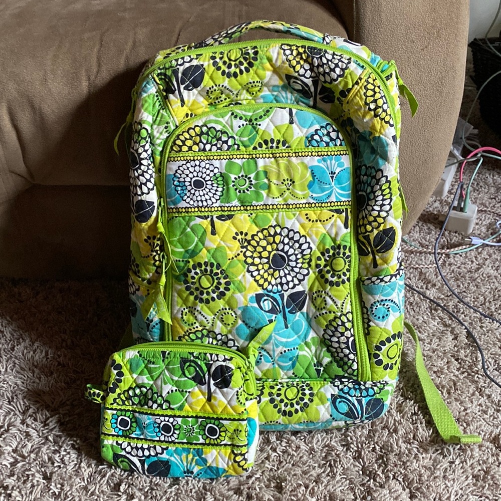 super cute and roomy vera bradley backpack with matching pencil case!